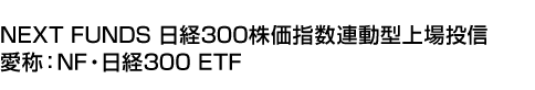 NEXT FUNDS 日経300株価指数連動型上場投信 (愛称:NF・日経300 ETF)
