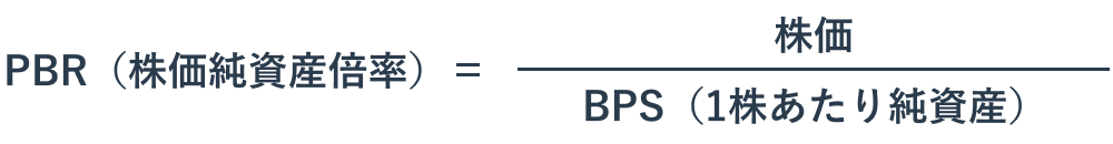 PBR（株価純資産倍率）＝株価/BPS（1株あたり純資産）