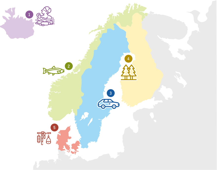 北欧各国の概要マップ